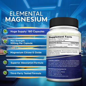 Vue du flacon de magnésium 500mg aSquared Nutrition sur une table