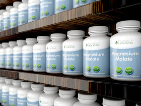 Vue du flacon de Magnésium Malate 400MG Purely Holistic avec dosette