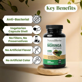 Vue du flacon de Moringa Pur NaturalHerbo ouvert