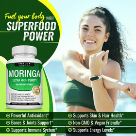 Vue du flacon de Moringa Toplux avec étiquette visible