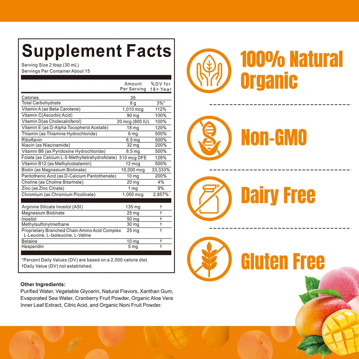 Vue du flacon de multivitamine avec cuillère doseuse à côté