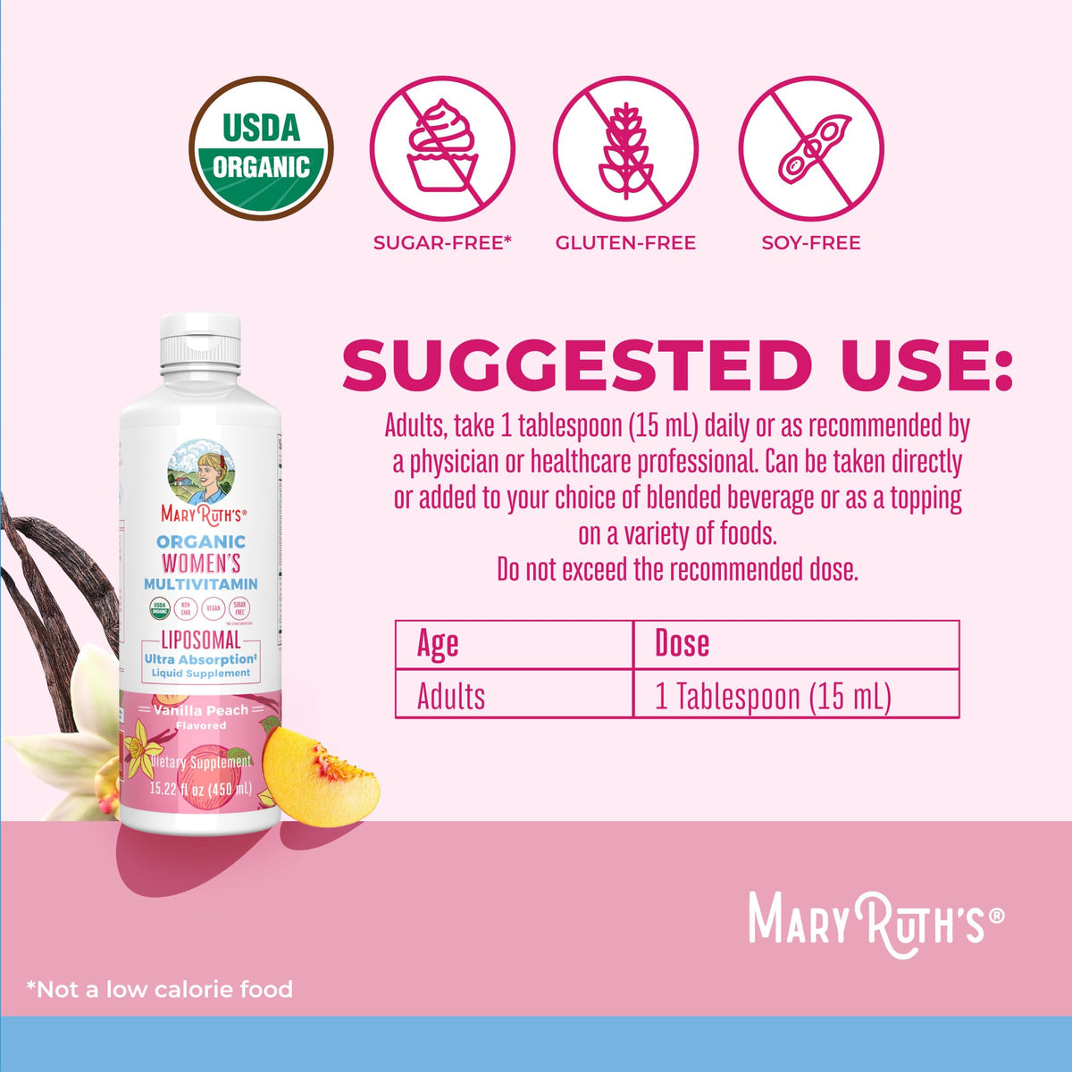 Vue du flacon de multivitamine MARYRUTH'S sur une table