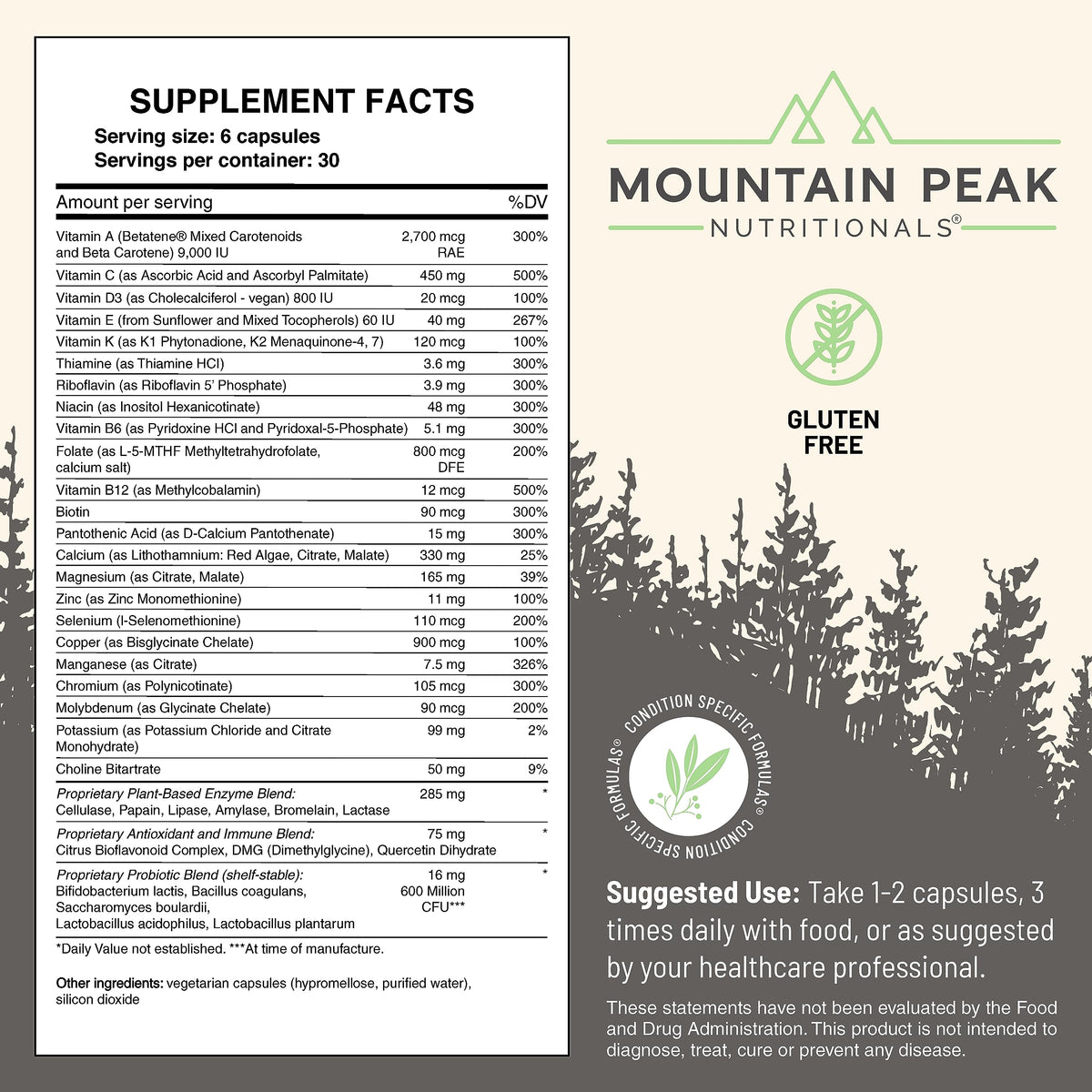 Vue du flacon de multivitamine Ultra Haute Mountain Peak Nutritionals