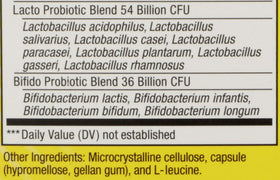 Vue du flacon de probiotique Renew Life sur une surface blanche