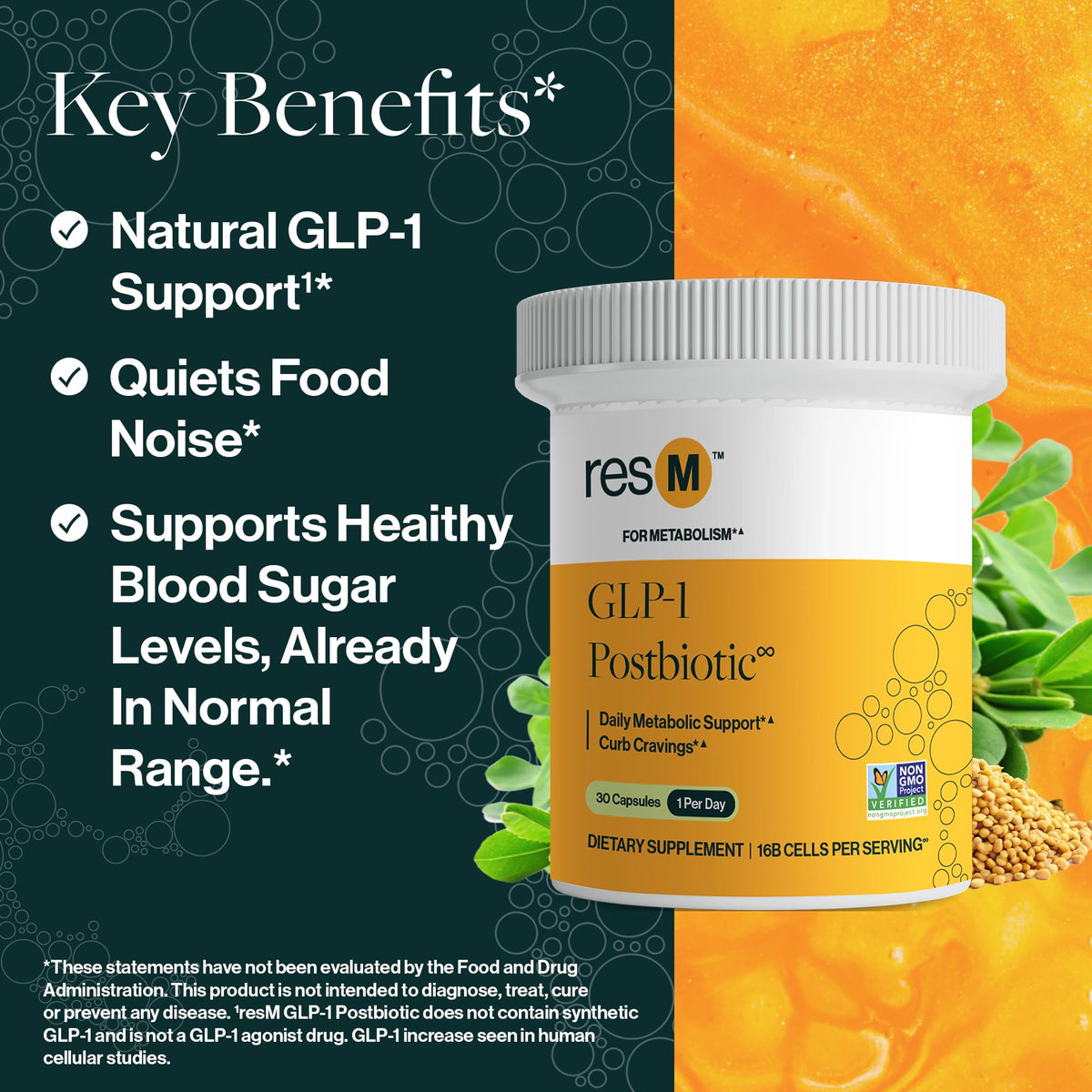 Vue du flacon de ResBiotic avec capsules et étiquette