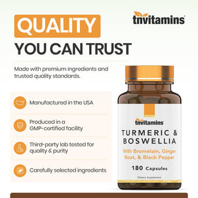 Vue du flacon de tnvitamins Complexe Curcuma et Boswellia sur une table
