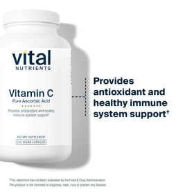 Vue du flacon de Vitamine C 1 000 mg Vital Nutrients ouvert