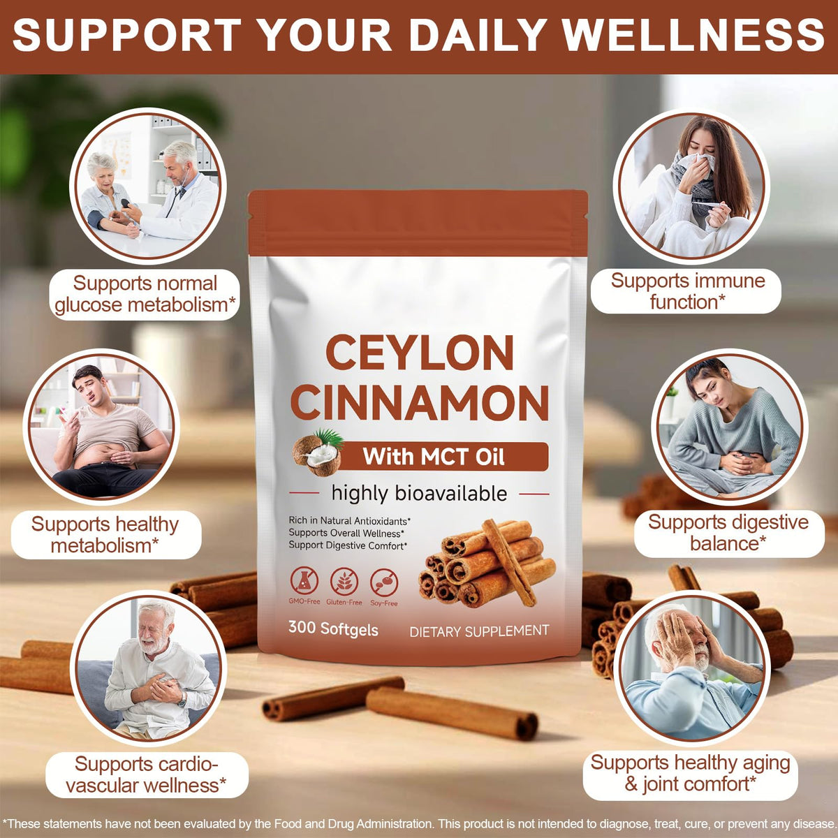 Vue du flacon des capsules de cannelle de Ceylan sur une table