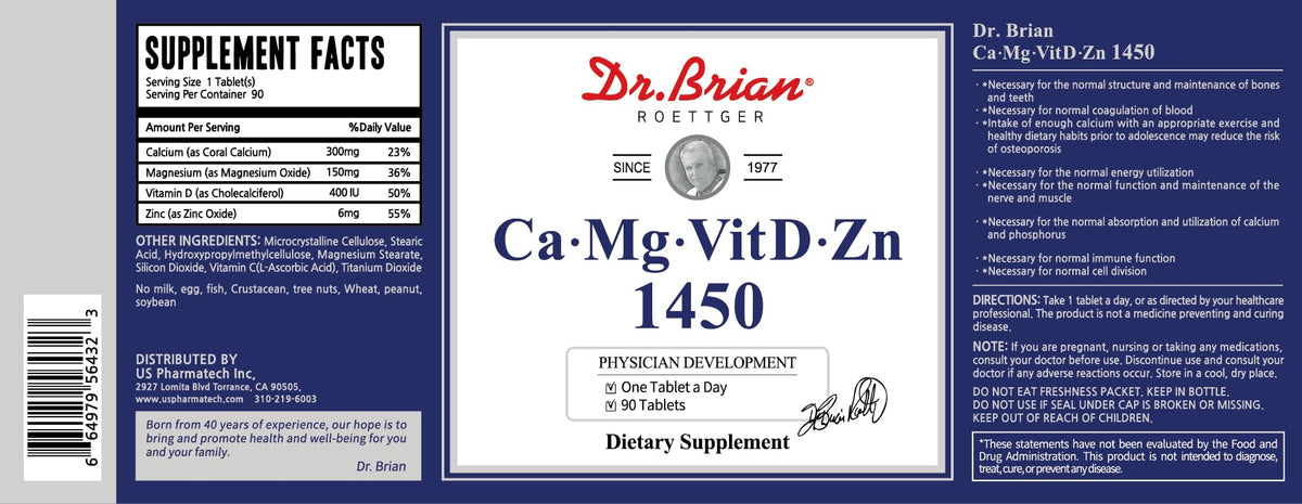 Vue du flacon DR.BRIAN Calcium Magnésium Zinc avec arrière-plan neutre