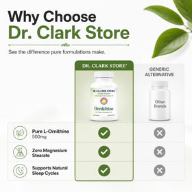 Vue du flacon Dr Clark Store ornithine 500mg ouvert