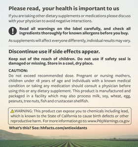 Vue du flacon Healths Harmony Antioxydants avec capsules