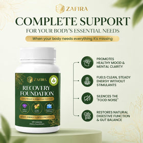 Vue du flacon JetFlux Zafira Organics avec capsules à l'intérieur