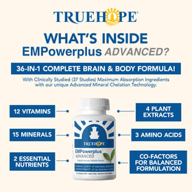 Vue du flacon Truehope EMPowerplus avec capsules visibles