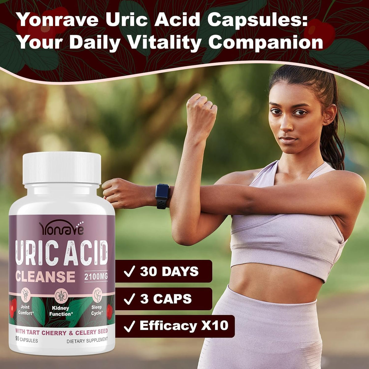 Vue du flacon Yonrave Uric Acid avec étiquette