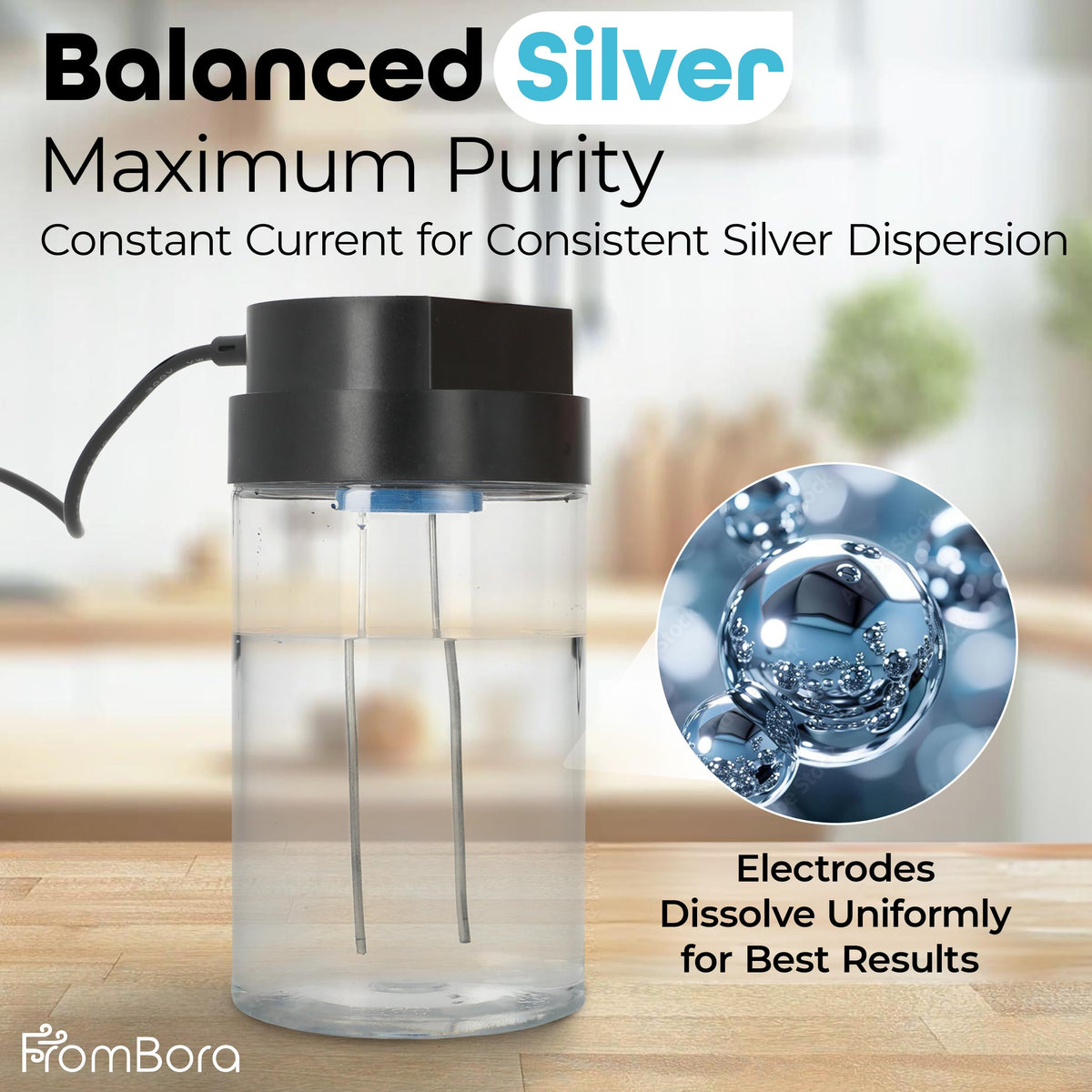 Vue du générateur d'argent colloïdal FromBora en fonctionnement