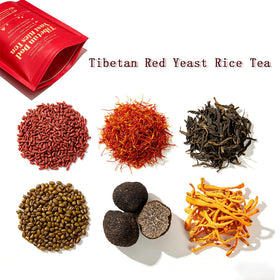 Vue du paquet de tisane de riz rouge tibétain avec informations nutritionnelles