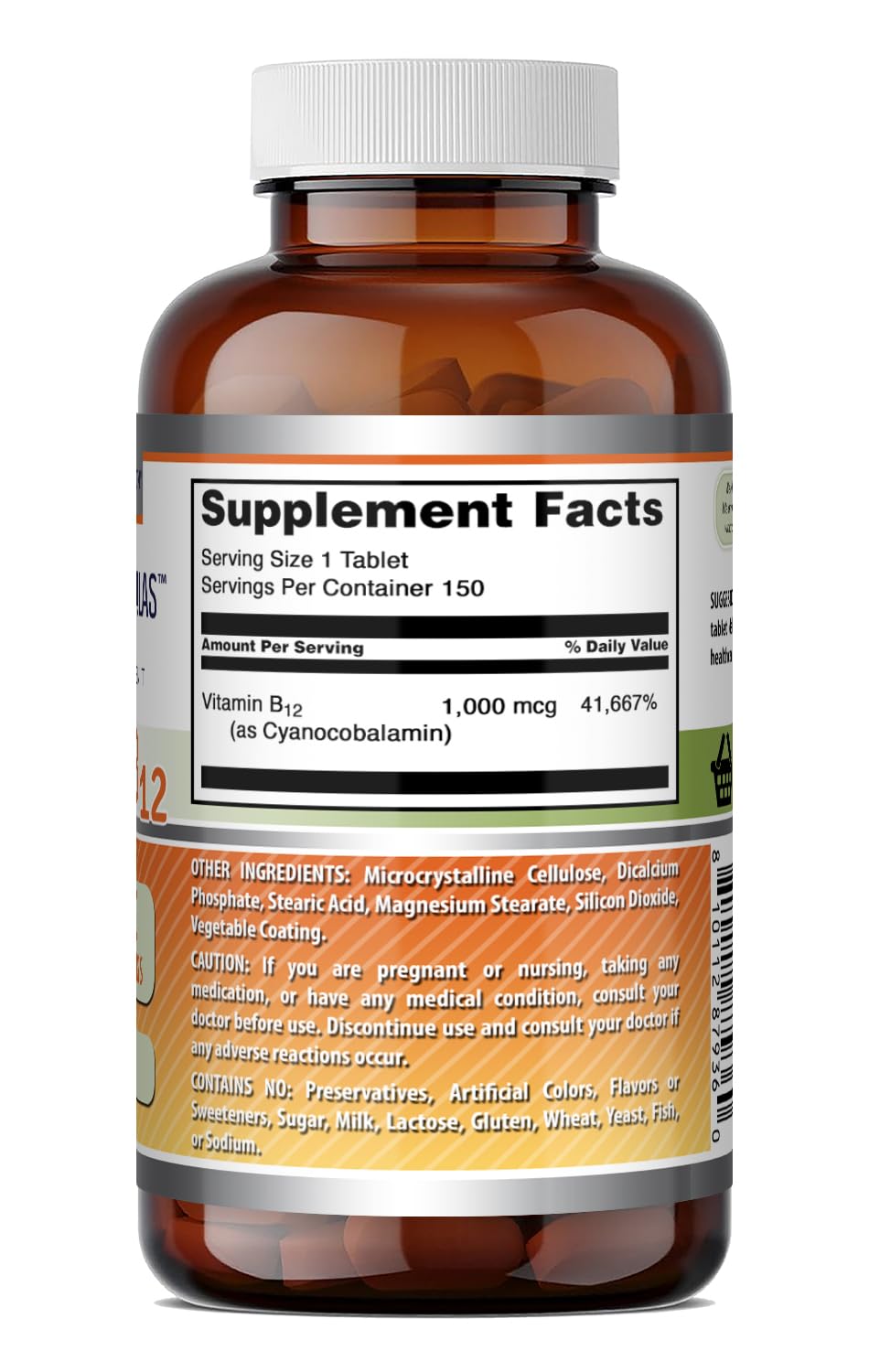 Vue du produit Amazing Nutrition Vitamine B12 avec dosage