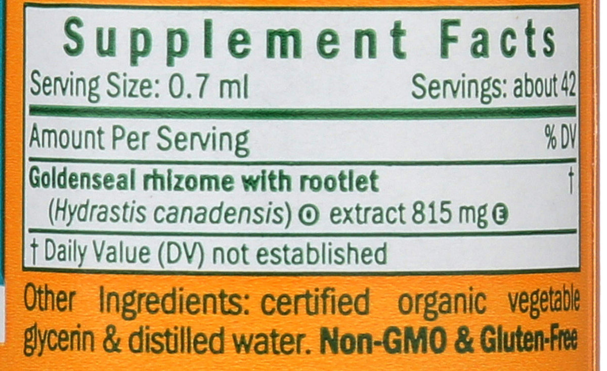 Vue du produit Goldenseal bio Herb Pharm sur fond blanc
