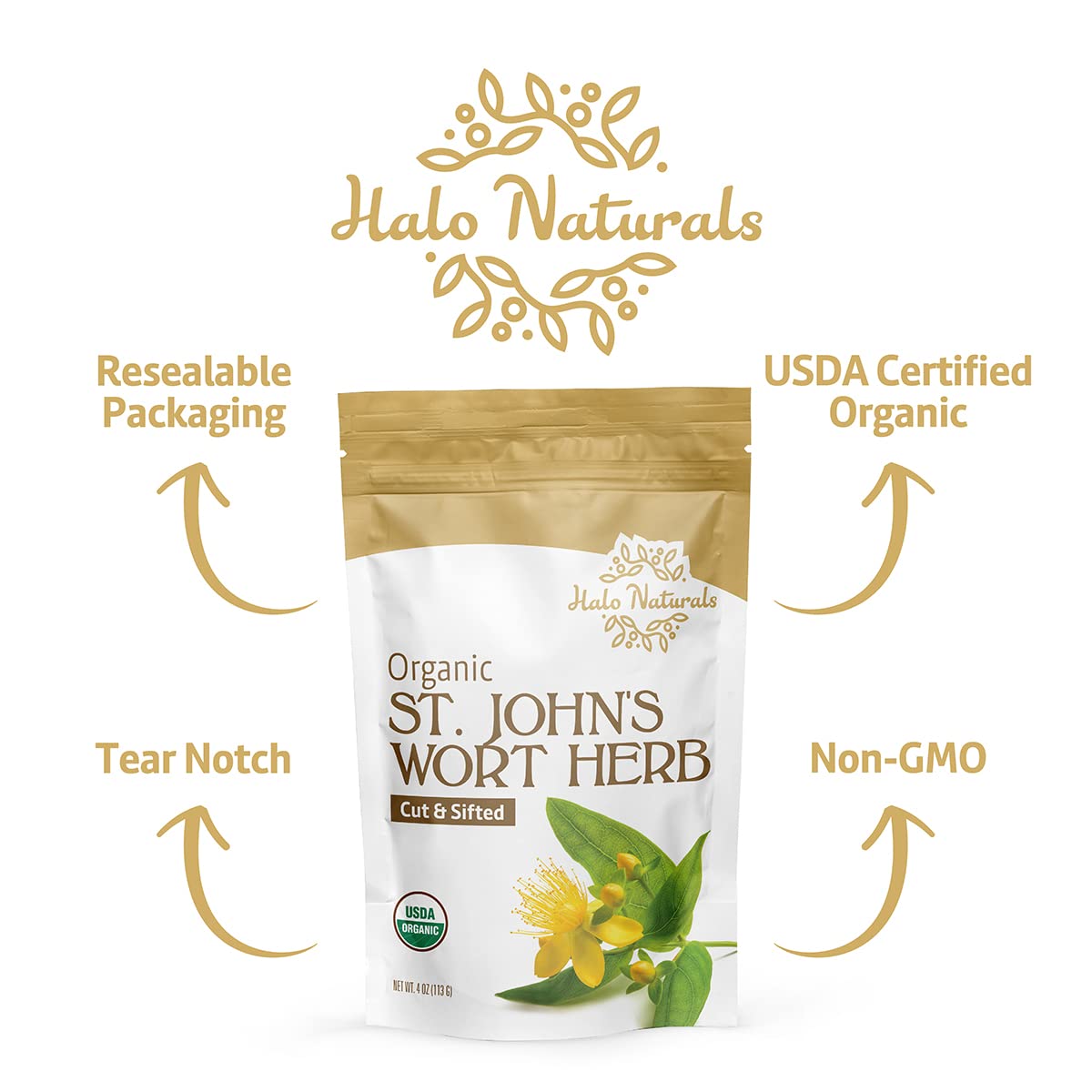 Vue du produit Halo Naturals Herbe de Millepertuis 132g