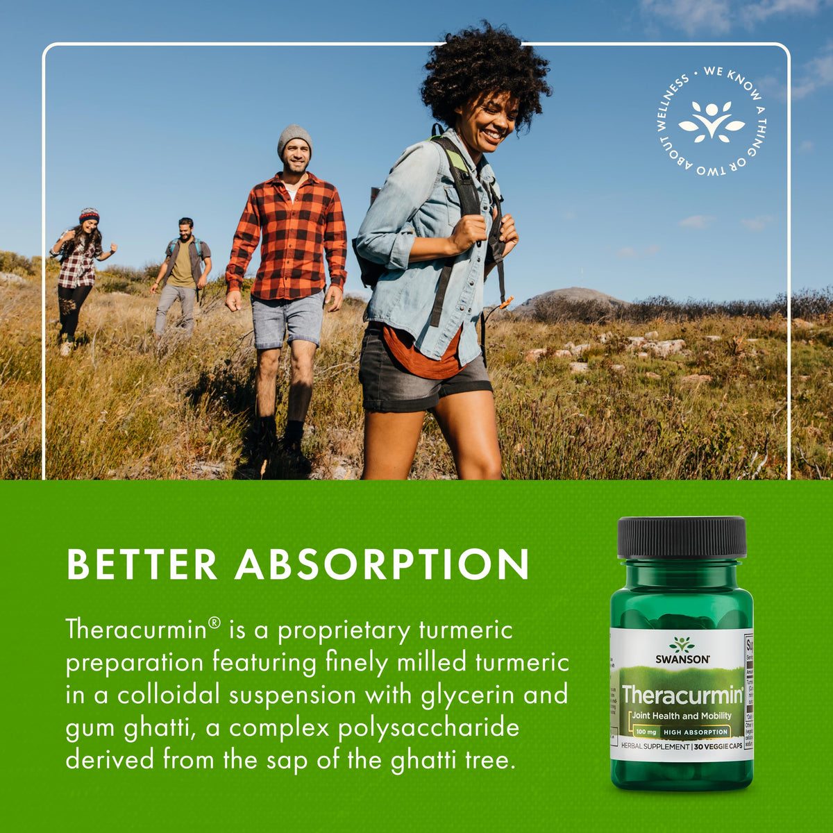 Vue du produit Swanson Theracurmin avec des accessoires de santé