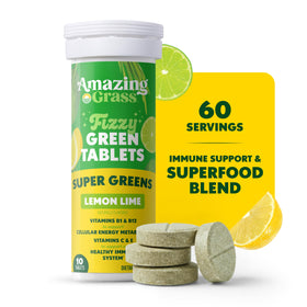 Vue du tube de 60 comprimés Amazing Grass citron lime