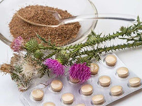 Vue entière du sachet de graines de chardon-Marie 241g avec informations nutritionnelles