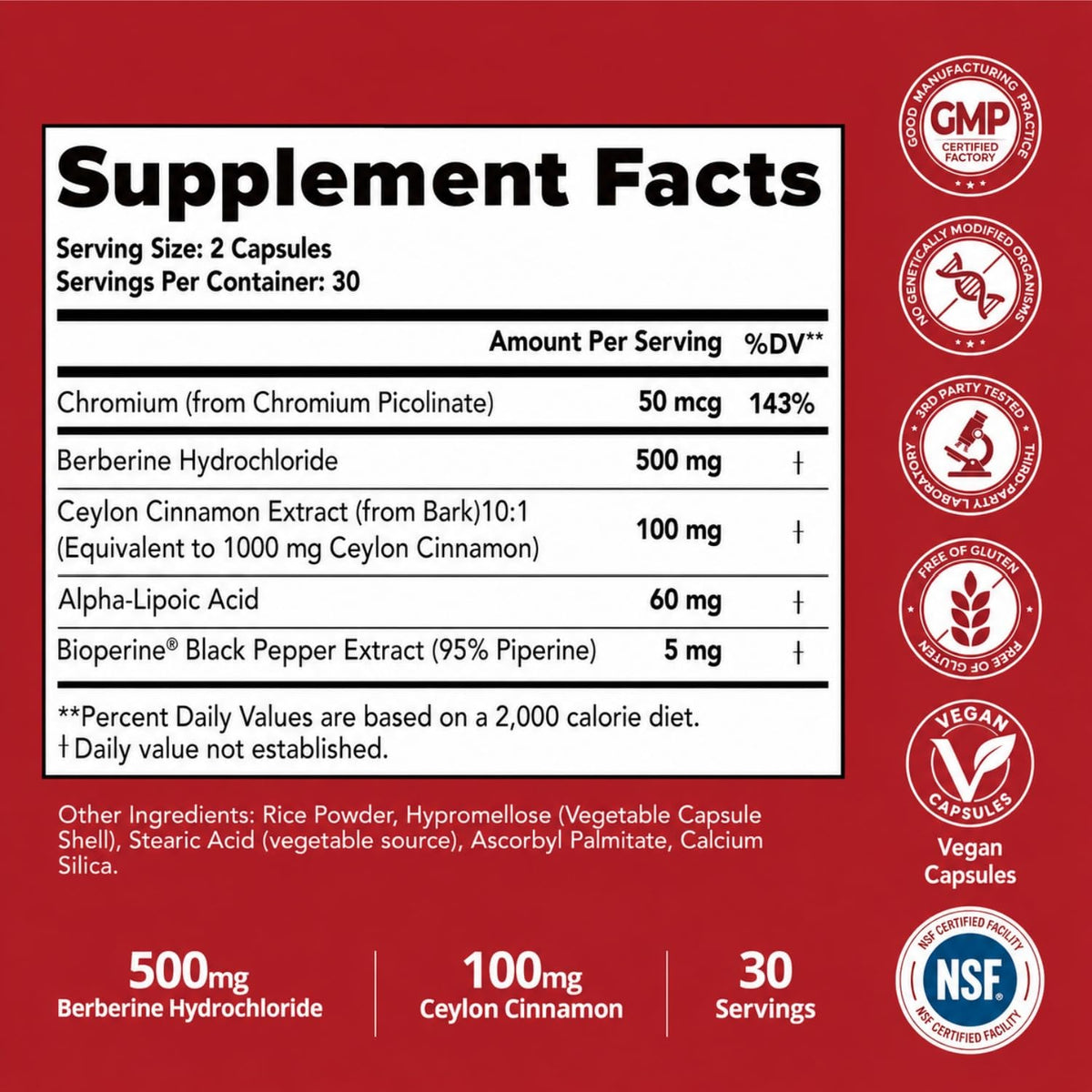 Vue latérale de Frishantic Complément Alimentaire Berbérine HCl 500mg