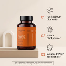 Vue latérale de l'emballage de la Vitamine E Olympian Labs