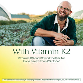 Vue latérale de l'emballage de MegaFood Vitamine D3 & K2