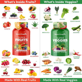 Vue latérale de l'emballage des compléments alimentaires Fruits et Légumes Nature's Evergreen