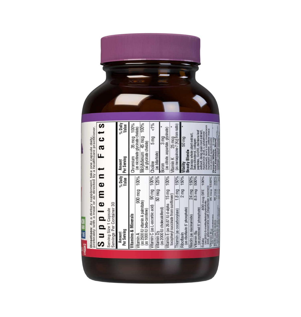 Vue latérale de l'emballage des Multivitamines BlueBonnet