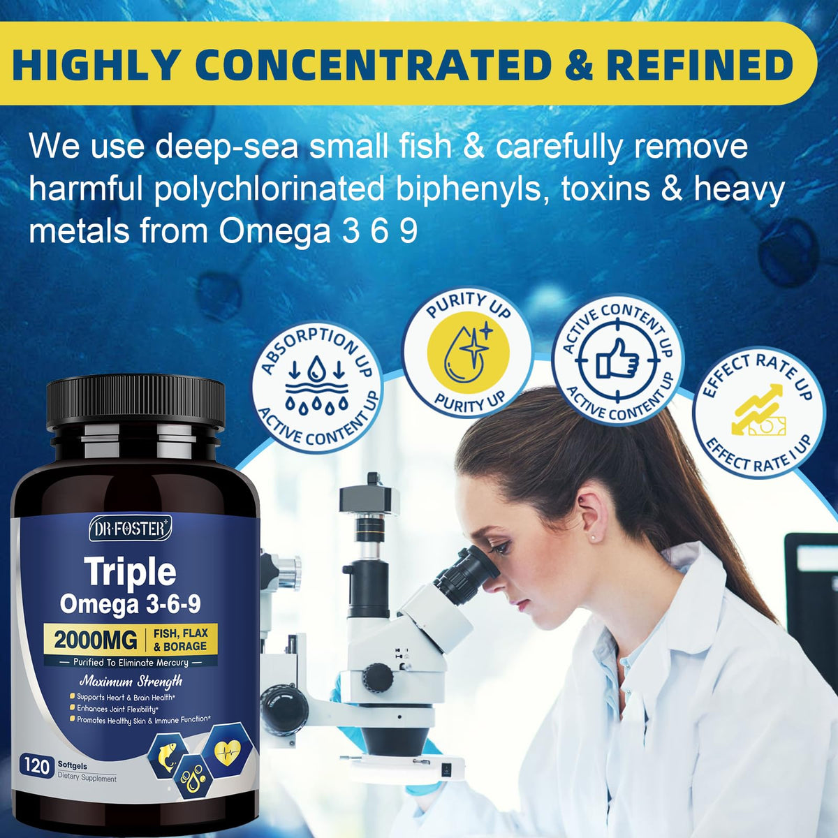 Vue latérale de l'emballage DRFOSTER Omega 3-6-9