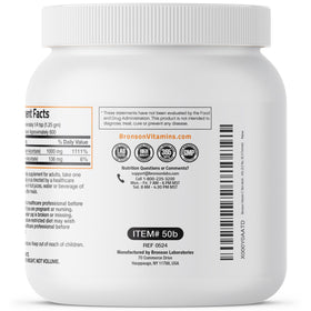 Vue latérale de la boîte de poudre de vitamine C Bronson