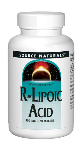 Vue latérale de la boîte de Source Naturals R-Lipoic Acid 100mg