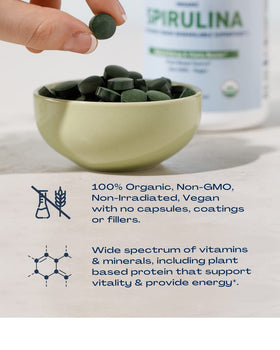 Vue latérale de la boîte de spiruline BioOptimal
