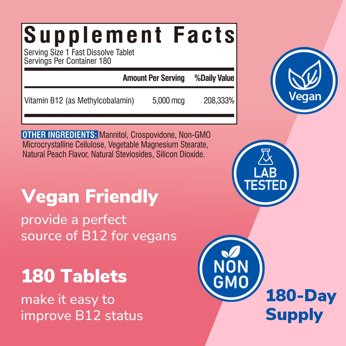 Vue latérale de la boîte de Vitalibre B12 5000 mcg