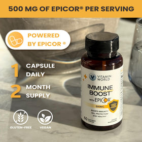 Vue latérale de la boîte de Vitamin World EpiCor 500 mg