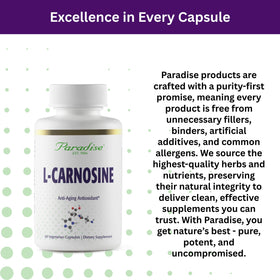 Vue latérale de la bouteille de L-Carnosine Paradise Herbs