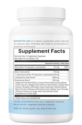 Vue latérale de la bouteille de Micro Ingredients Complexe Carnosine Zinc 10-en-1
