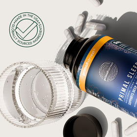 Vue latérale de la bouteille de Primal Harvest Sommeil