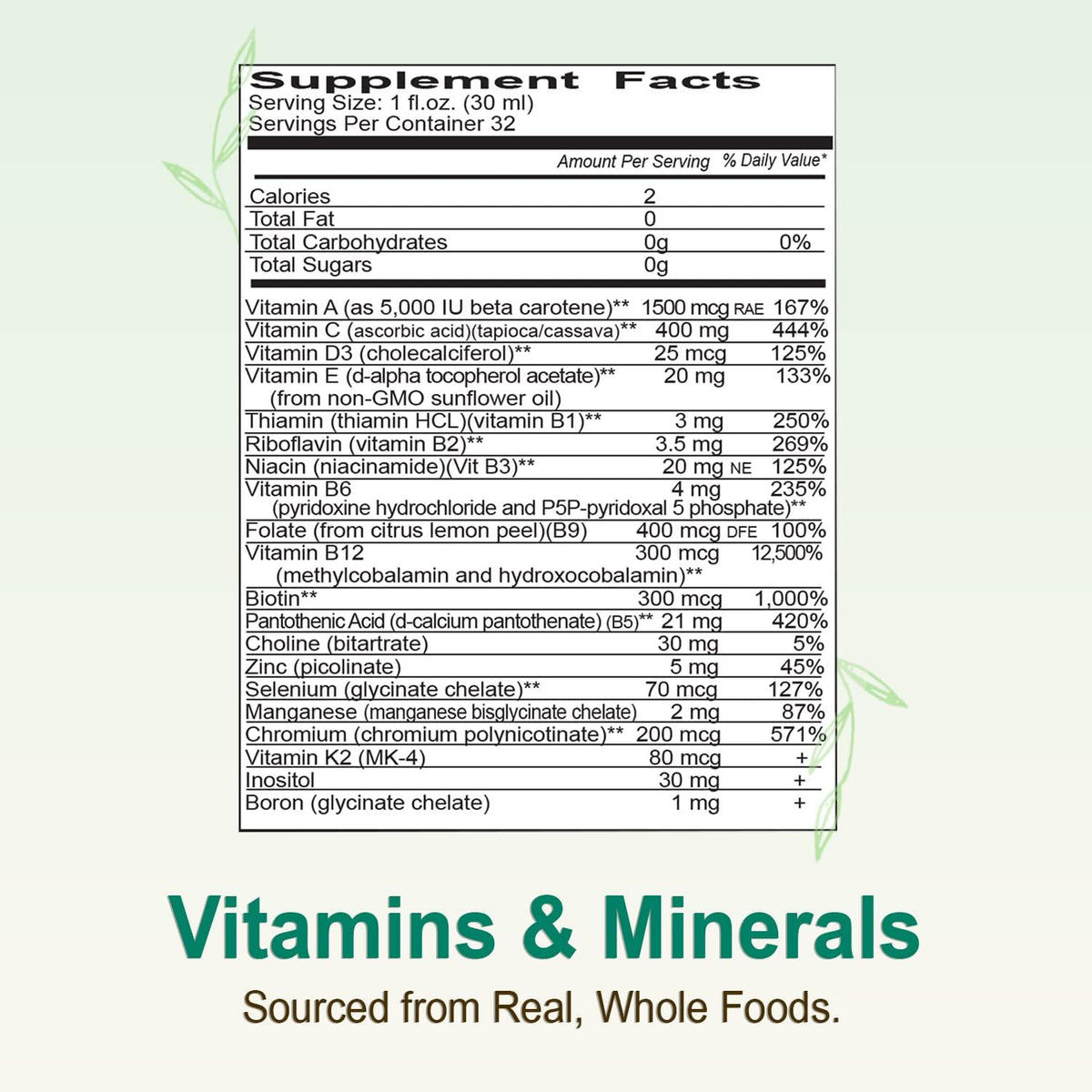 Vue latérale de la bouteille de Vital Earth Minerals Super Multi