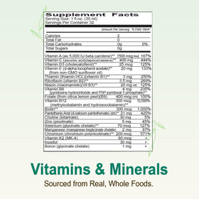 Vue latérale de la bouteille de Vital Earth Minerals Super Multi
