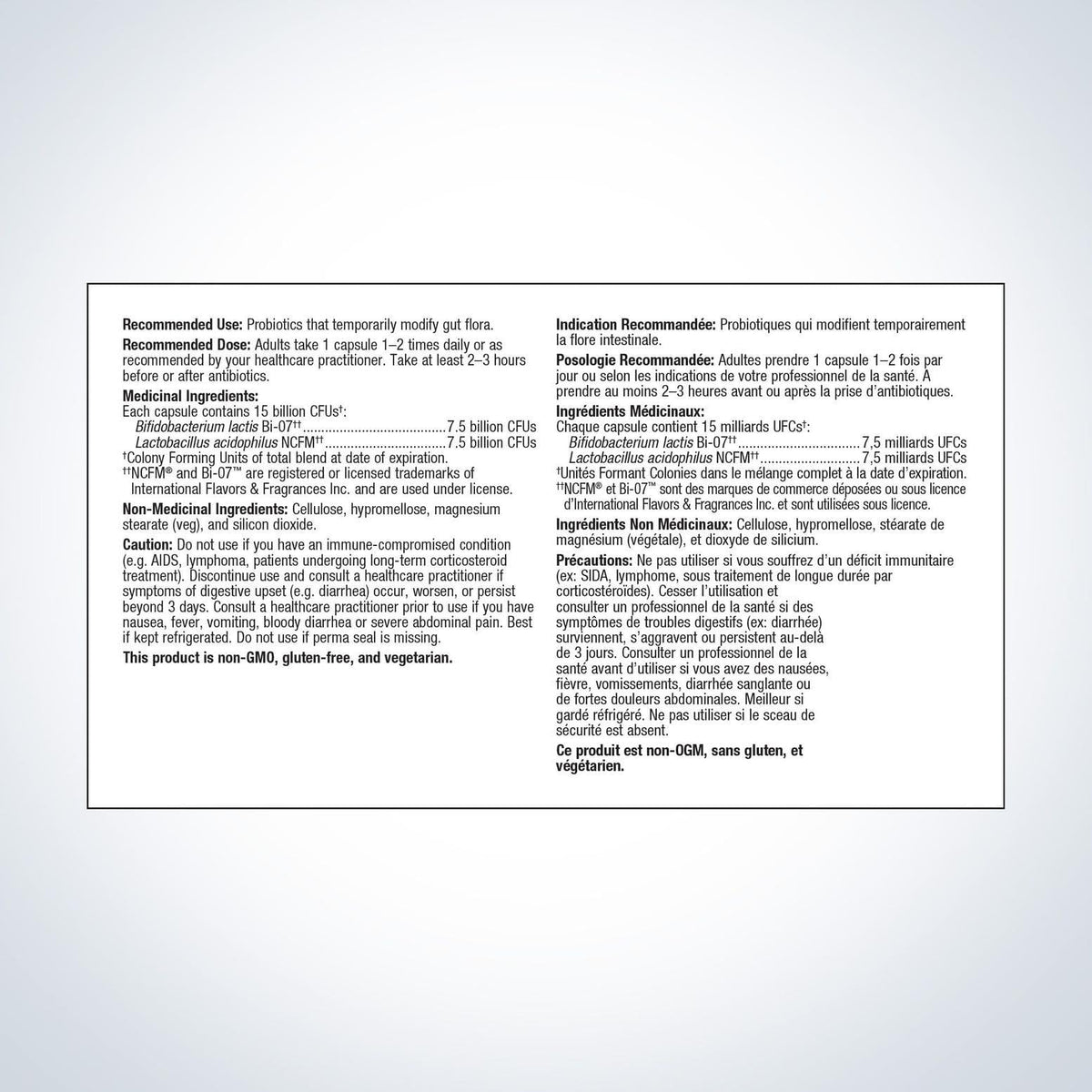 Vue latérale de Metagenics UltraFlora Balance 60 capsules