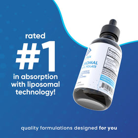 Vue latérale de NuEthix B12 Liposomal, mise en scène sur une table