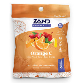 Vue latérale des bonbons ZAND aux herbes, couleur orange