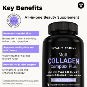 Vue latérale des capsules de Complexe Multi-Collagène Vital Vitamins