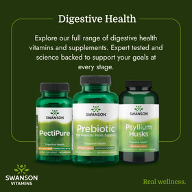 Vue latérale des Capsules de Fibres Prébiotiques Swanson