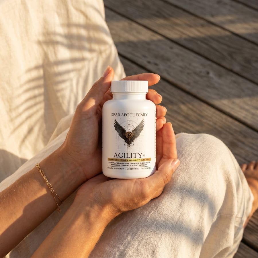 Vue latérale des capsules de glucosamine Dear Apothecary.