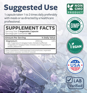 Vue latérale des capsules de magnésium bisglycinate Healths Harmony