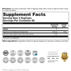 Vue latérale des capsules de Magnésium Glycinate SOLARAY